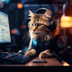 cat tech support service AI generated