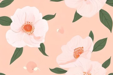 peach floral hand drawn flat background AI generated