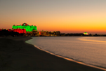 Travel destination Abu Dhabi at sunset
