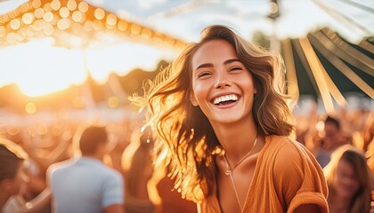 Junge Frau bei eine Musikfestival.