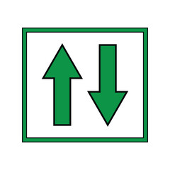 Realistic green up and down arrow icon. Green Up and Red Down Arrow Icons with Rounded Edges. Vector illustration. Eps file 94.