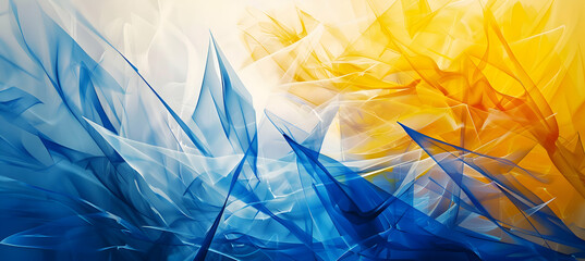 Luxurious abstract art with simple geometric forms and smooth transitions, rendered in sapphire...
