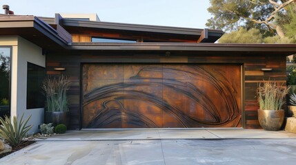Modern garage door with a creative design