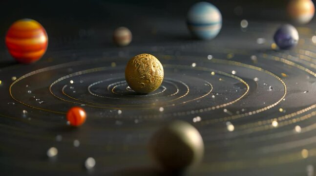 A detailed solar system model with textured planets