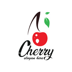 Cherry logo design simple concept Premium Vector
