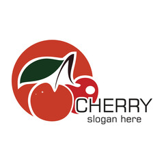 Cherry logo design simple concept Premium Vector