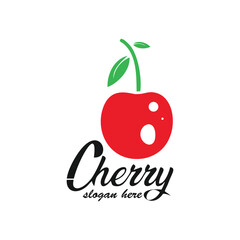 Cherry logo design simple concept Premium Vector