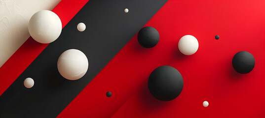 Red, black, and white abstract background with minimalist geometric motifs and a seamless gradient, designed as if captured by an HD camera