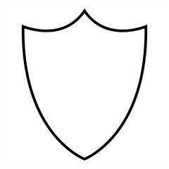 Outline shield with a curved edge - stock vector