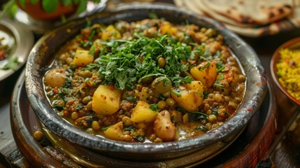 Afghan cuisine. Gorme (korme) sabzi - vegetables in Afghan.