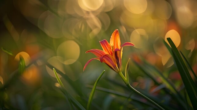 Vibrant orange lily flower in nature