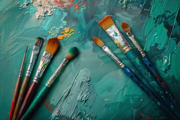 Obraz premium Paints And Brushes For Paintings 