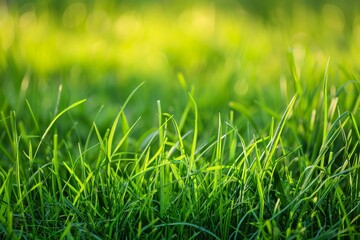 Lush green grass in a sunny field