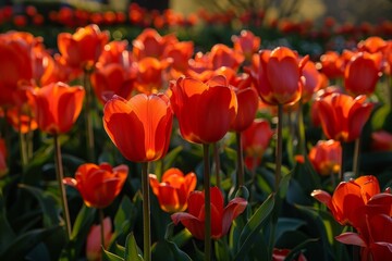Vibrant red tulips in bloom