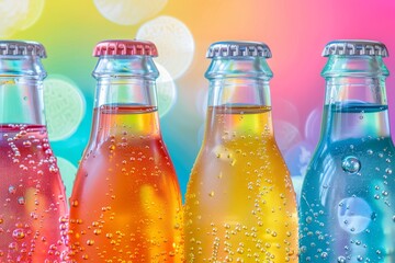 Colorful Fizzy Beverage Bottles