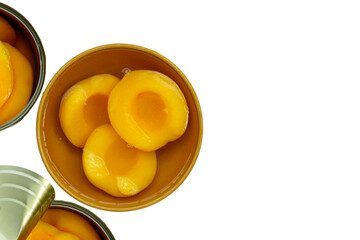 Peach halves in syrup. Fruity desserts