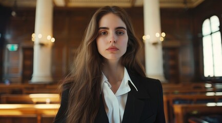Fototapeta premium Serious young woman in business attire