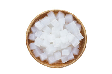 Mini cube coconut gel in syrup,  Thai dessert