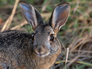 Fototapeta premium close-up of a curious rabbit in the wild
