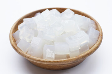 Mini cube coconut gel in syrup,  Thai dessert
