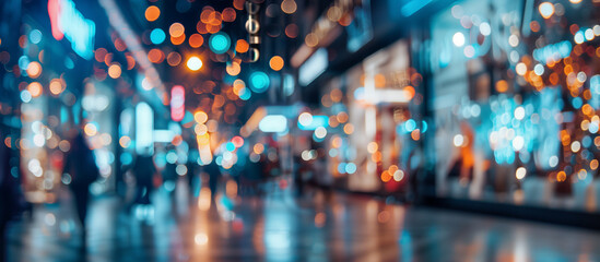 Soft focus on a busy urban street at night, lights blurred into bokeh, reflecting the always-on nature of digital commerce, ecommerce background, with copy space