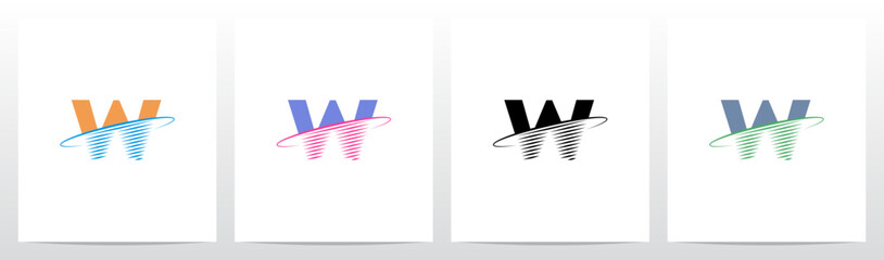 Transform Letter Swoosh Ring Diagonal Lines Initial Logo Design W