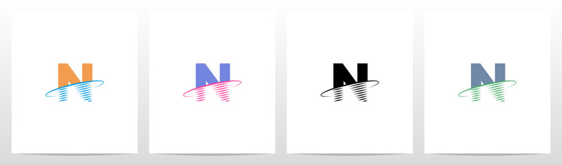 Transform Letter Swoosh Ring Diagonal Lines Initial Logo Design N