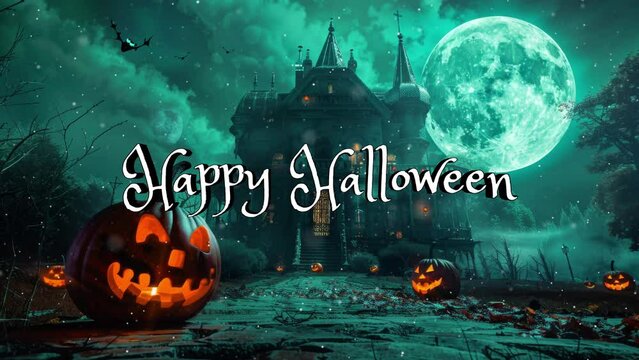 Halloween banner In Spooky Night - Happy Halloween animation. Halloween pattern easy to color adjustment.