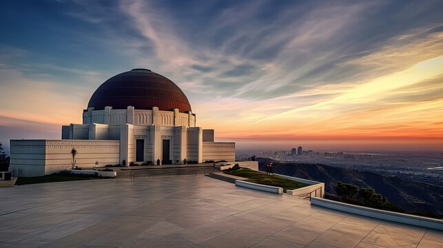 depiction of the griffith observatory in los angeles, park
