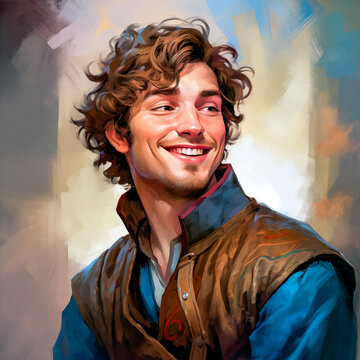 handsome human bard smiling in flirting pose