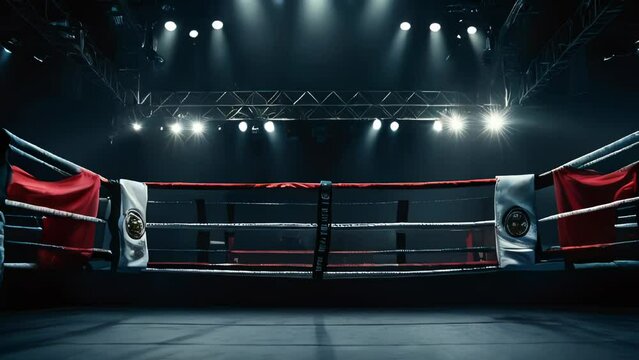Boxing sport arena with dark lights in the background