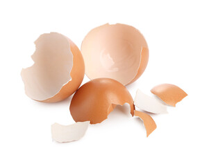 Shells of chicken egg isolated on white