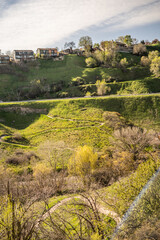 Biking Dirt Trails Through Park in Salt Lake City Springtime