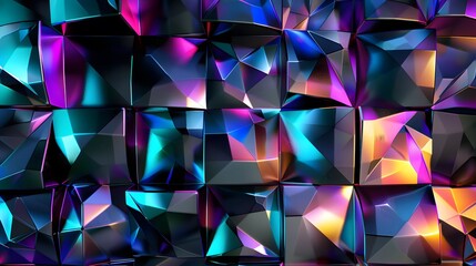 Obraz premium Modern 3D backdrop with moving holographic neon geometrical wavy pattern—a blend of technology and art. Perfect for backgrounds, banners, wallpapers, posters, and covers.