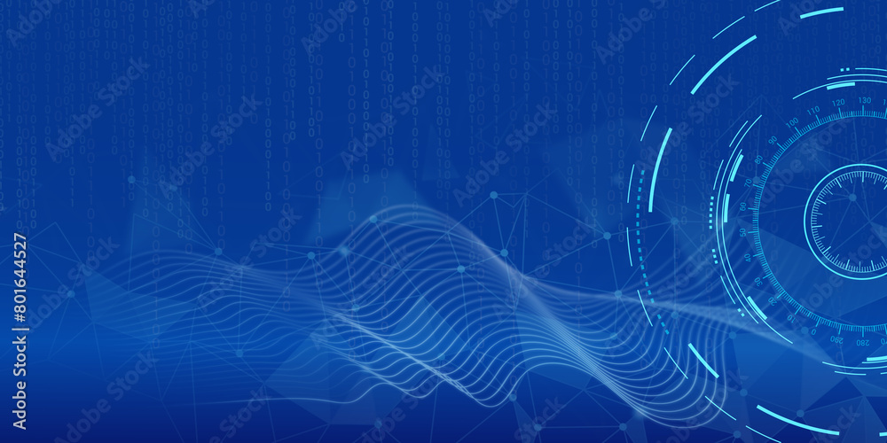 Aufkleber big data, global network, artificial intelligence. technological background with binary code, wave g