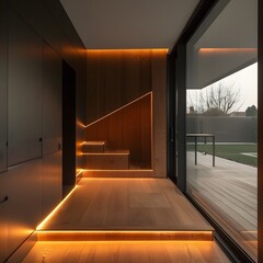 Wooden floor hallway and stairs