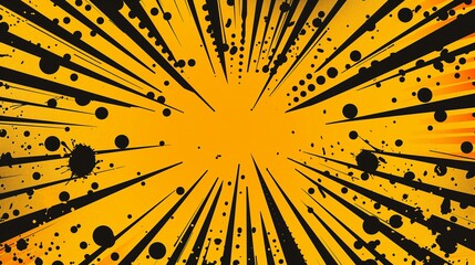 closeup yellow burst paint explosion background shapes book visual hard flash intriguing volume flutter bomb exploding bright flare exploitable safari black