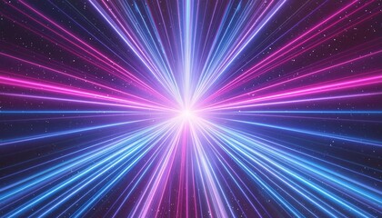 ultraviolet abstract light blue pink violet colorful neon light lines coming from a center point...