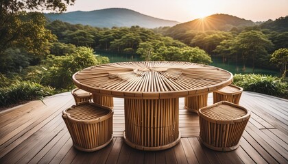 circular bamboo dining table