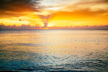 amazing sunset on the sea tropical beach