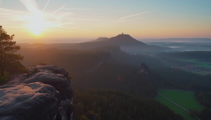 kleiner winterberg mountain at dawn saxon switzerland saxony germany