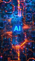 Advanced AI Technology Circuit Board Concept