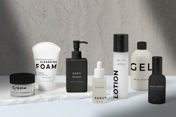 Minimal cosmetic bottle, skincare business branding design set