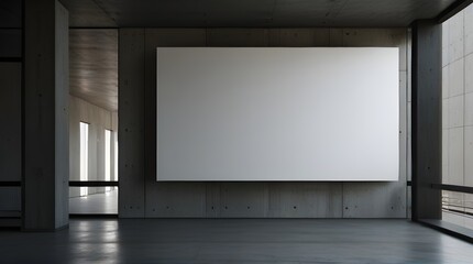 Empty Banner in Contemporary Concrete Interior, Interior Design Showcase, Advertising Campaign, Product Promotion

