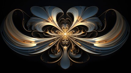 Intricate fractal design with bursts of golden yellow and deep indigo