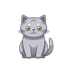 Obraz premium Cute cartoon gray cat isolated on white background. Vector illustration.