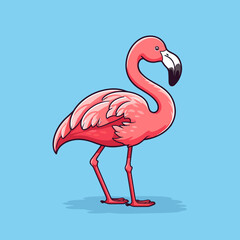 Flamingo. Vector illustration. Isolated on blue background.