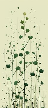plant leaves grass vector design buttercups white green colors hanging scroll clover sparse floating particles nothofagus