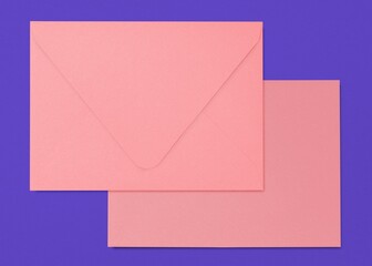 Pink envelope, blank card design