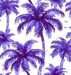 Beautiful vintage floral background. Landscape with palm trees